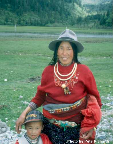 Tibetan woman on road