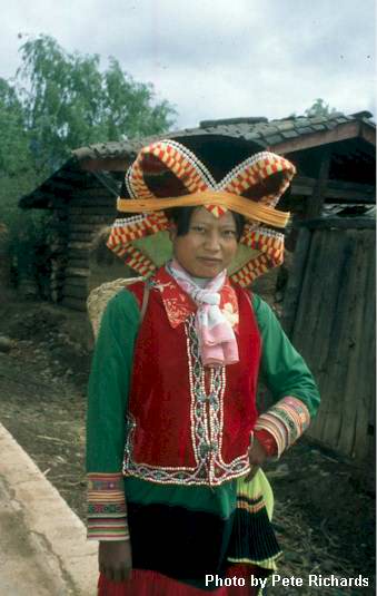 Yi minority woman on road