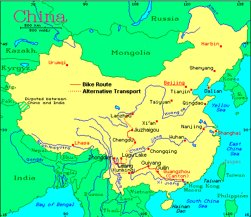 Grand Tour of Southwest and Central China Route Map