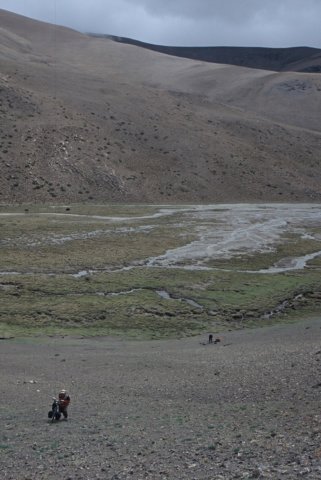 Thought we could take a short cut through a parallel valley to the one we needed but got stuck and had to lug the bikes over a ridge.