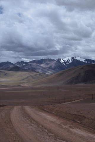 The road back east from the highest pass in the Aksai Chin 5370m. My camera died just after Ali, so I have very few pictures of the road between Ali and Kashgar. Arguably the most interesting section.