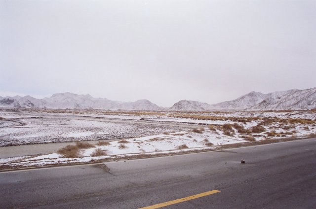 Got snowed on in the desert. April.