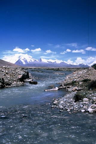 Looking south west in the direction of Xixibangma. Wonderful to wash in fresh stream.