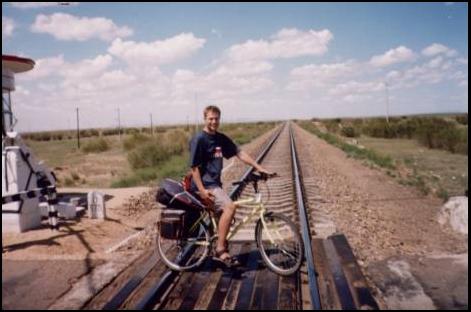 crossing Transmanchurian railway on Bike China tour